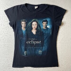 Twilight Saga Eclipse Movie T Shirt Juniors XL Black Graphic Tee 2010 Summit Ent